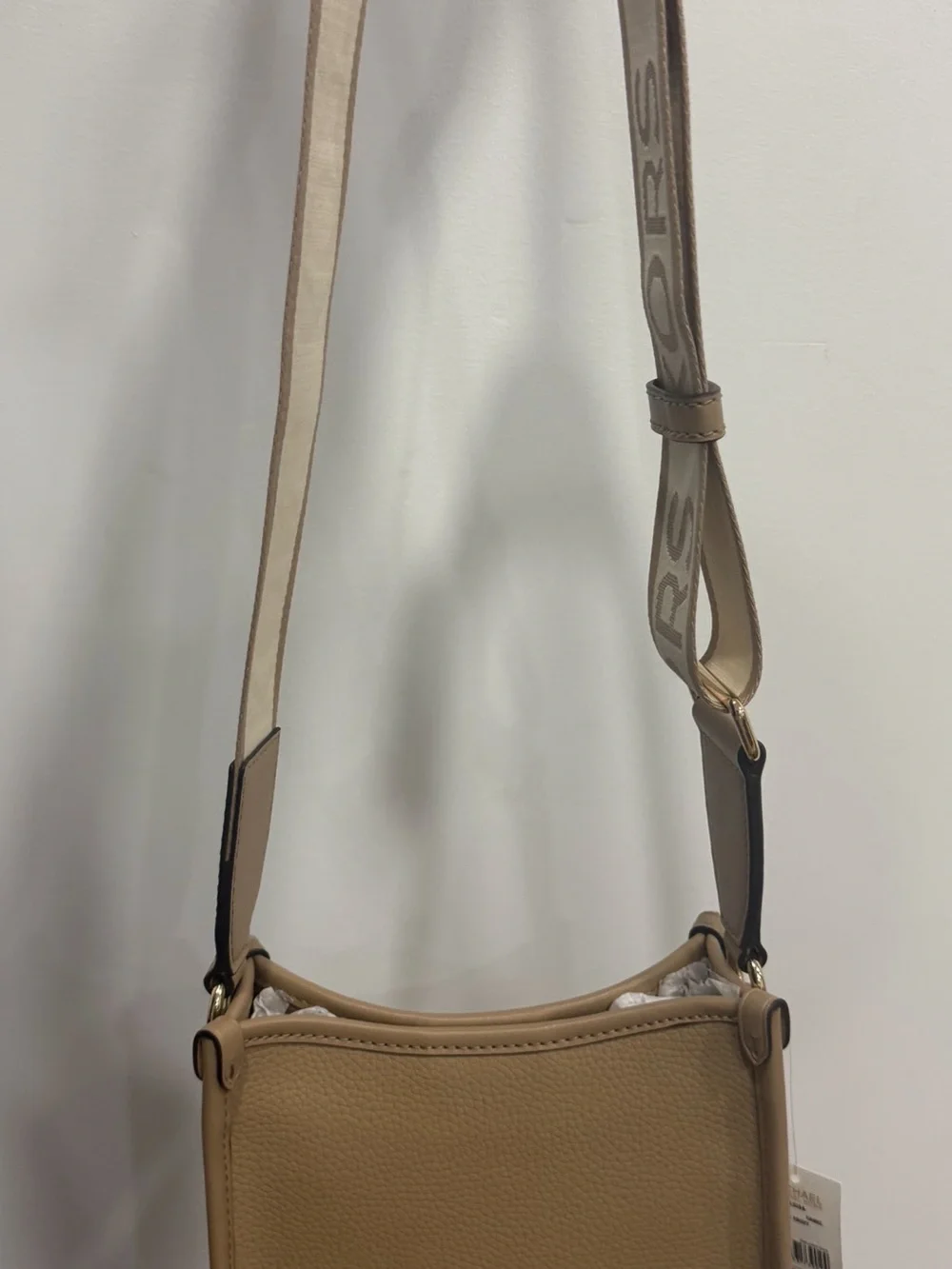 Michael Kors Beige/Tan Crossbody with Branded Strap
